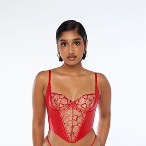 (NWOT) Savage X Fenty Glossy Flossy Bustier | Size: Medium | Color: Red | Corset
